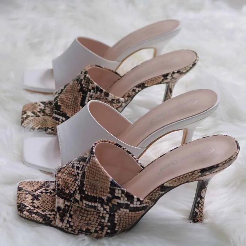 3.54" Square Open Toe Heeled Sandals Slippers Peep Toe Slippers