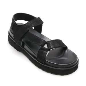 6 CM / 2.36 Inches Taller - CMR CHAMARIPA Elevator Sandals Black Leather Height Increasing Slipper Fashion Casual Slip On Elevator Shoes