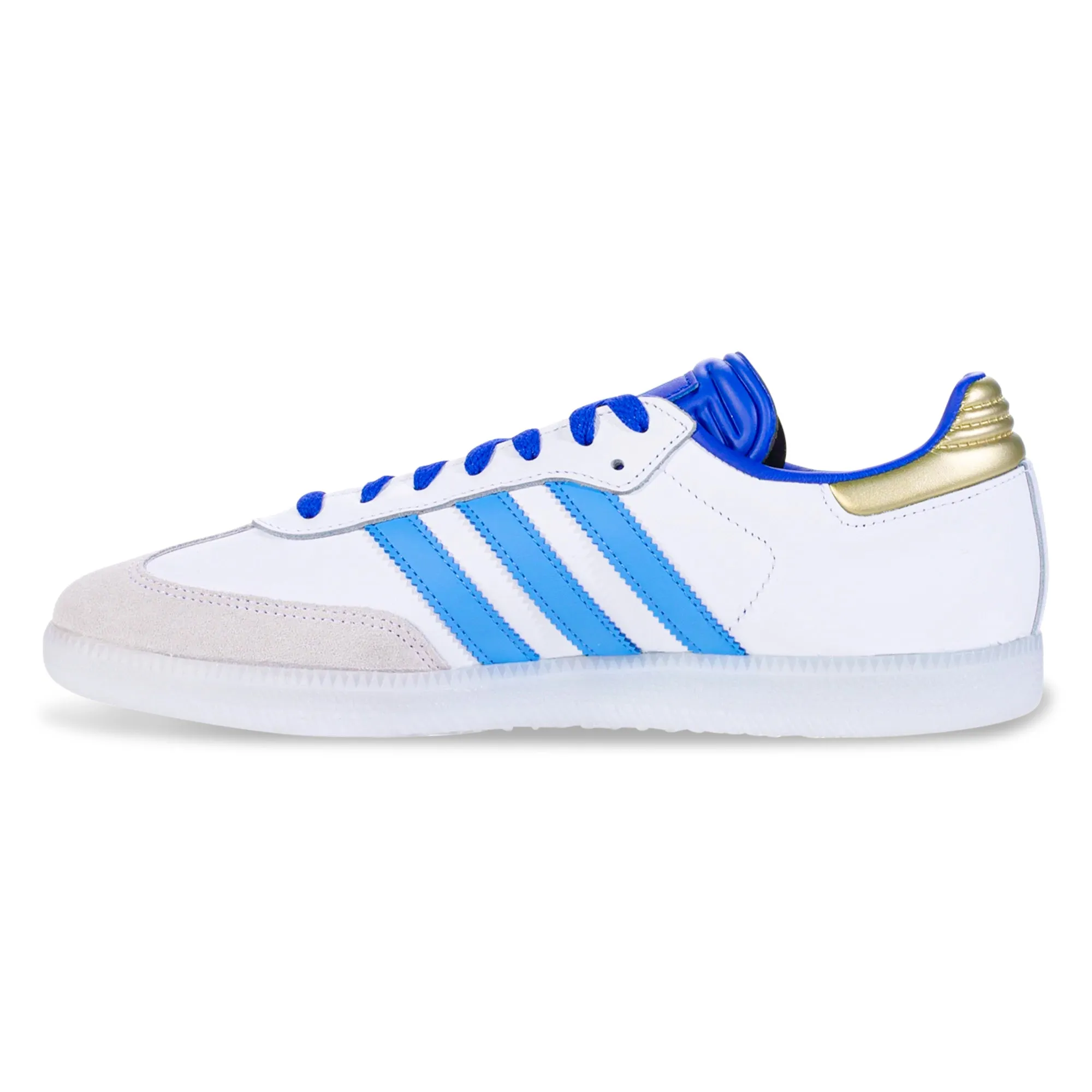 adidas Samba Messi Soccer Shoes (White/Gold/Sky Blue)