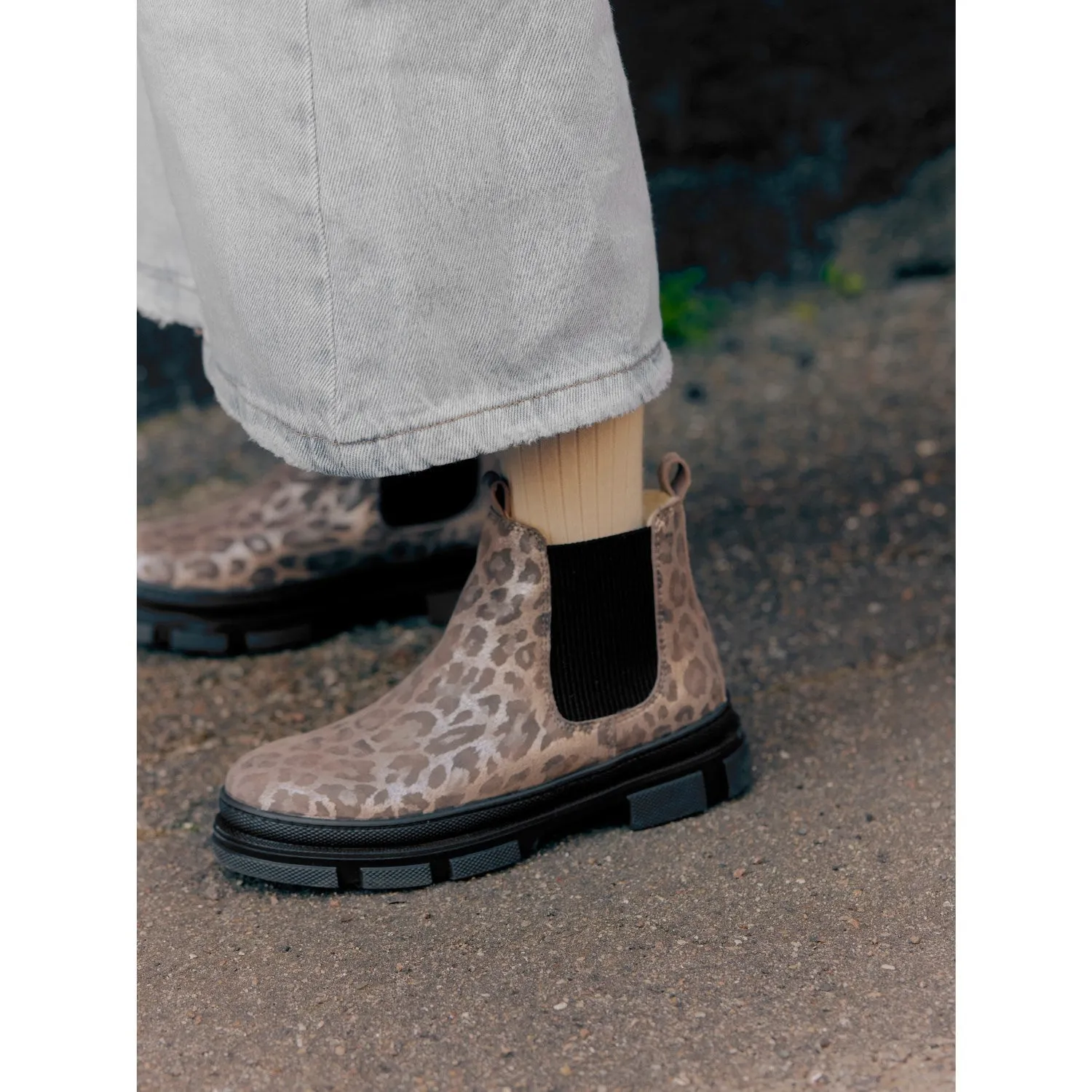 Angulus Silver Leo/Black Chelsea Boot with Elastic and Wool Lining