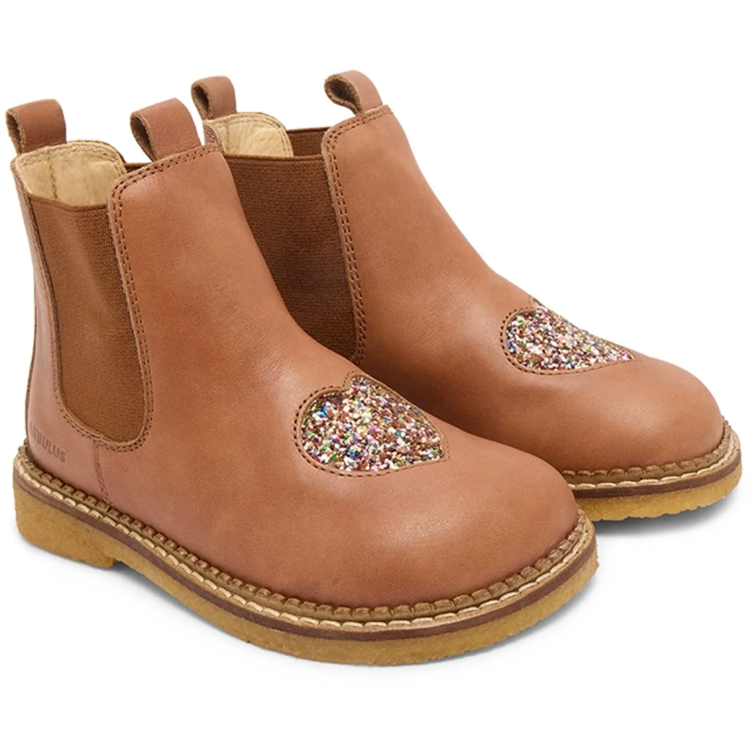 Angulus Tan/Multi Glitter/CAndnac Chelsea Boot Med Hjerte