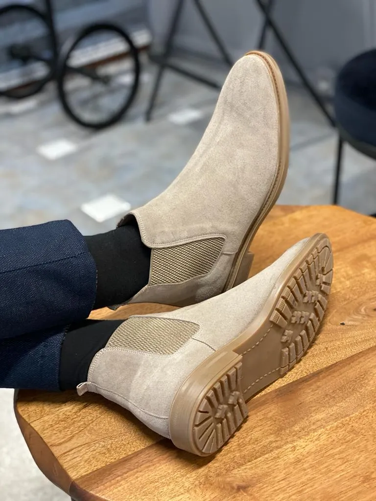 Beige Suede Chelsea Boots for Men by GentWith | Worldwide Shipping