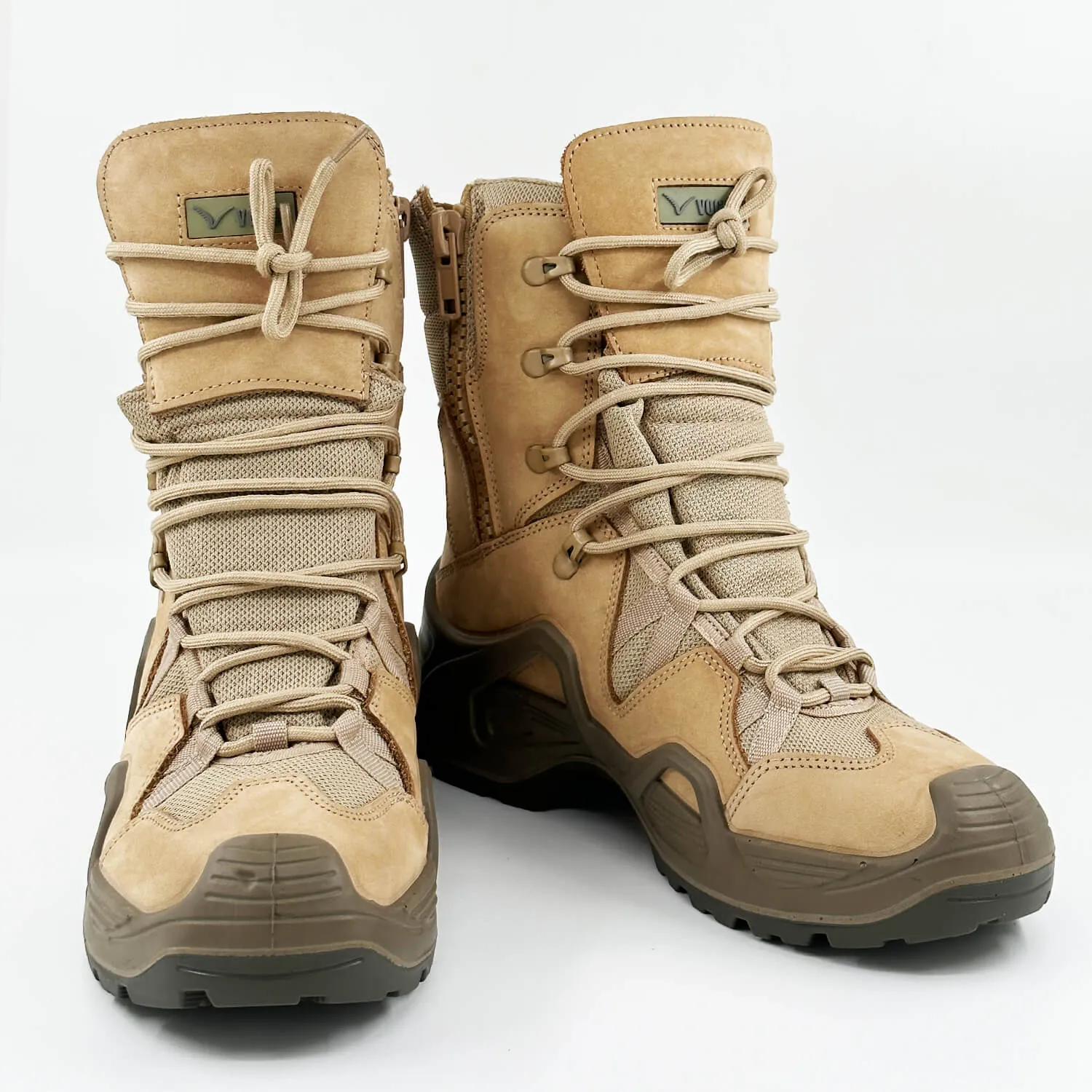 Beige Tactical Military Zippered Long Outdoor Shoes (CR1)