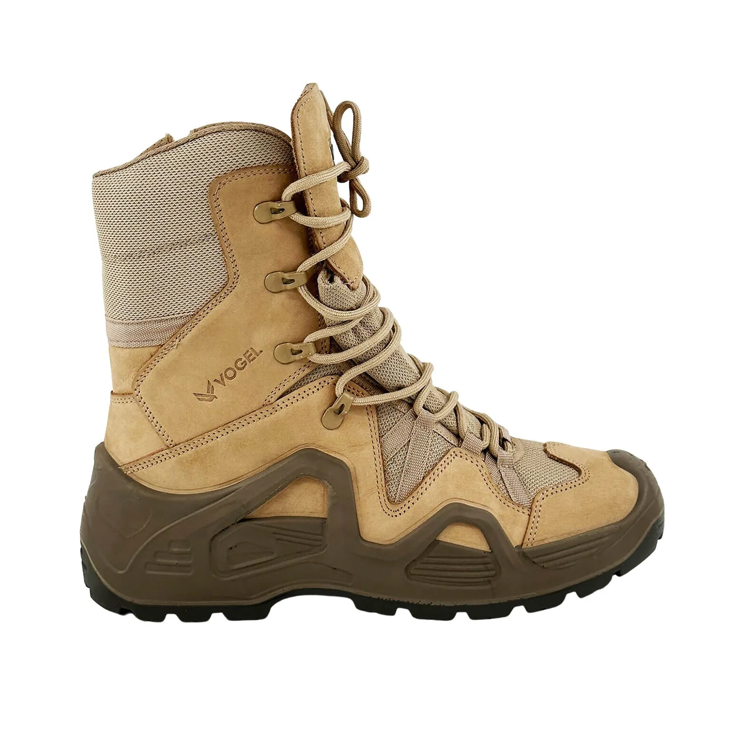 Beige Tactical Military Zippered Long Outdoor Shoes (CR1)