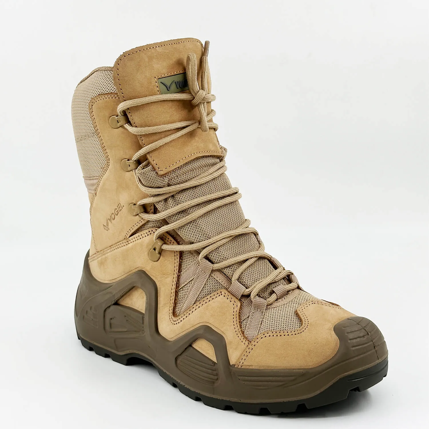 Beige Tactical Military Zippered Long Outdoor Shoes (CR1)