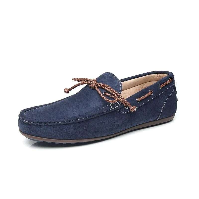 BHKH New Loafers Shoes Men 2022 Spring/ Summer Kid Suede Leather Men Casual Shoes Comfy Men's Flat Fashion Boat Shoes