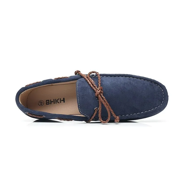 BHKH New Loafers Shoes Men 2022 Spring/ Summer Kid Suede Leather Men Casual Shoes Comfy Men's Flat Fashion Boat Shoes