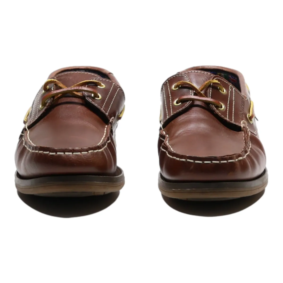 BIG TRAMP Boat Shoes Brown Leather Mens UK 7.5