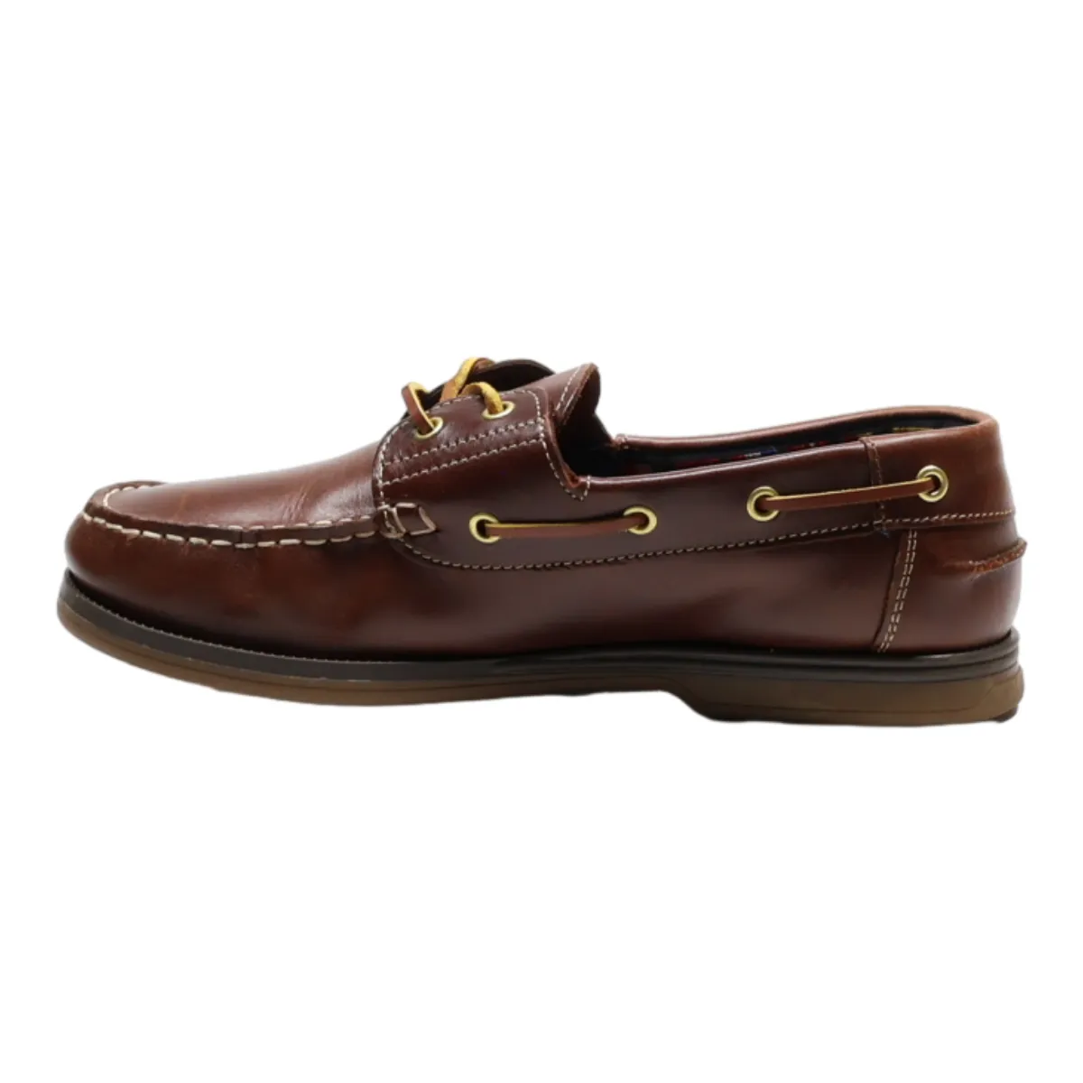 BIG TRAMP Boat Shoes Brown Leather Mens UK 7.5