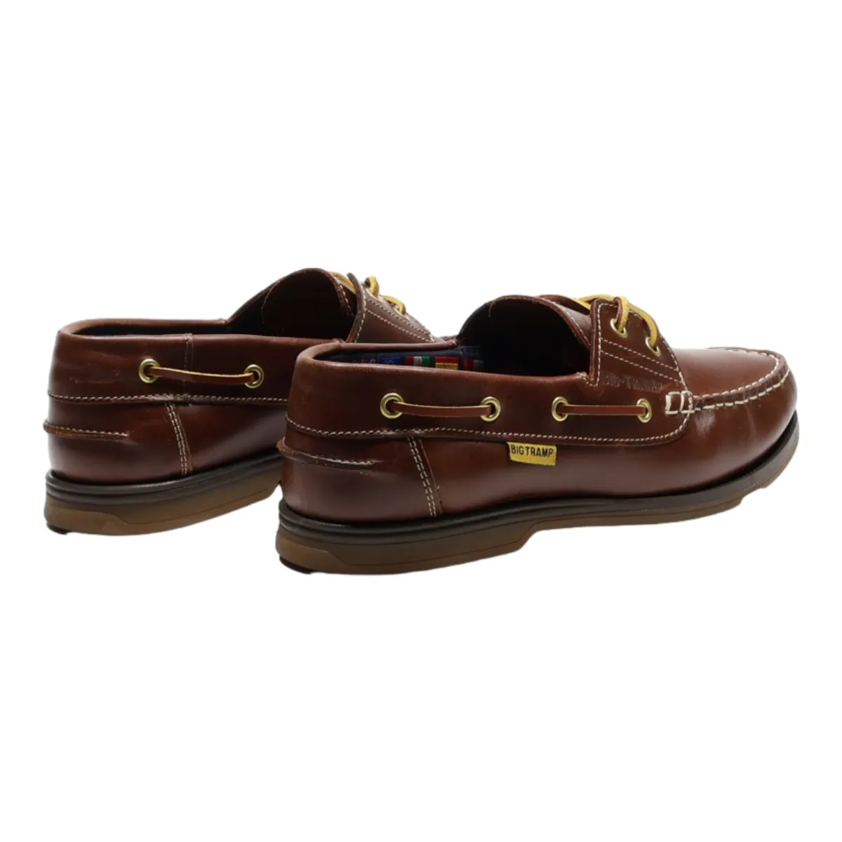 BIG TRAMP Boat Shoes Brown Leather Mens UK 7.5