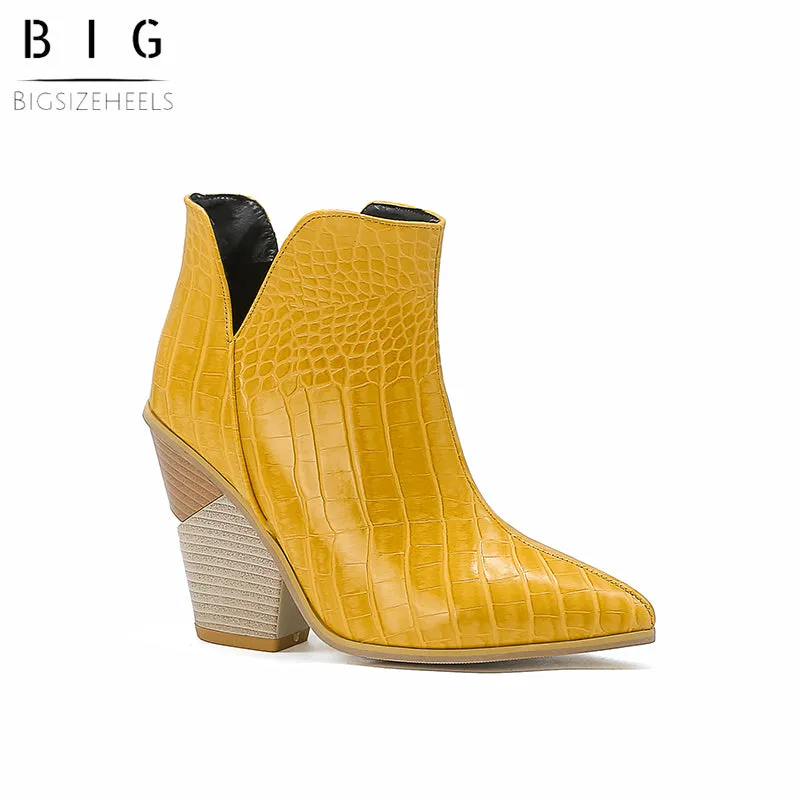 Bigsizeheels Chelsea wooden heel ankle boots - Yellow