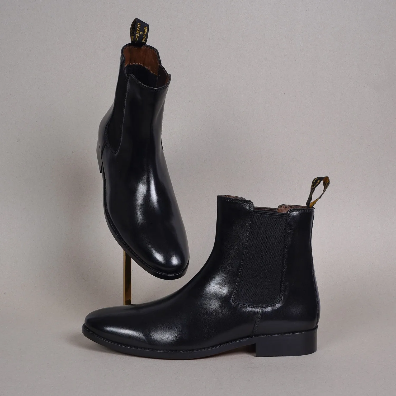 Black Chelsea Boot with Leather Sole