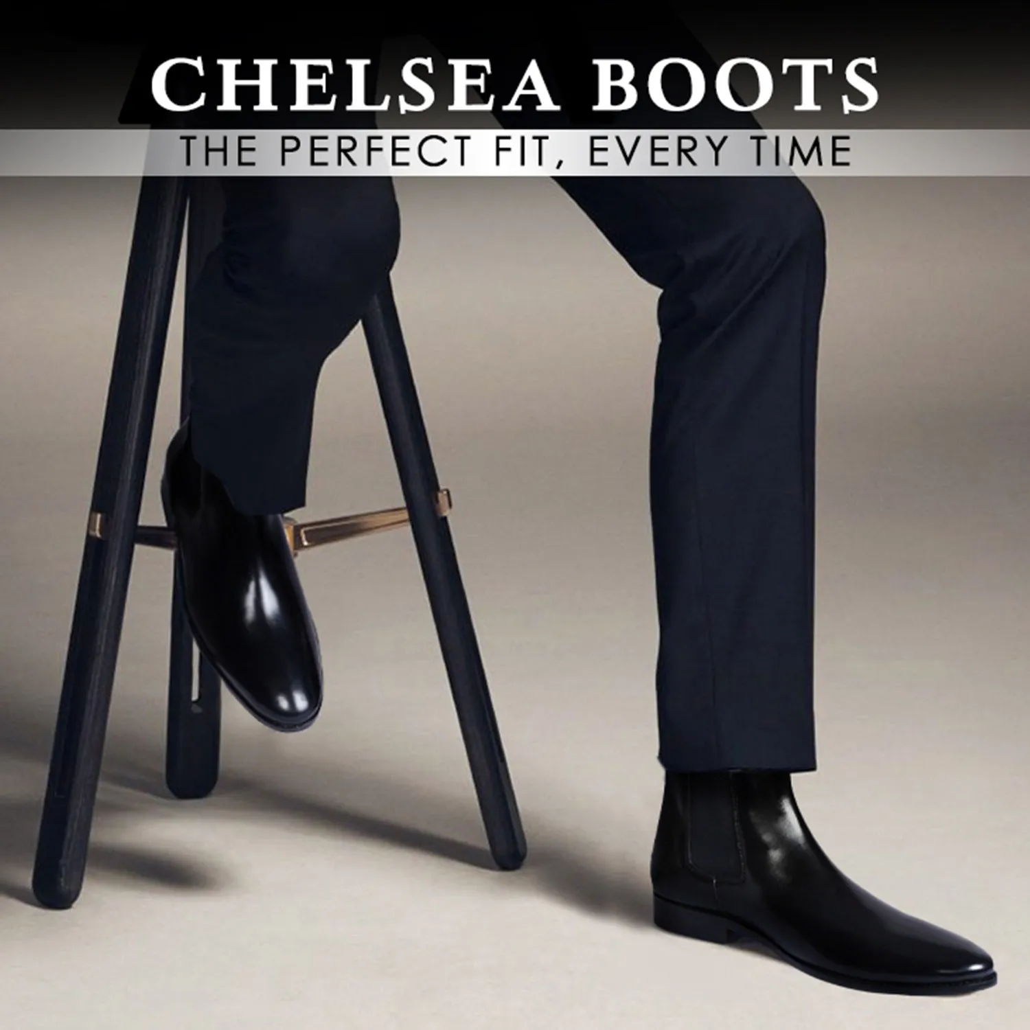 Black Chelsea Boot with Leather Sole