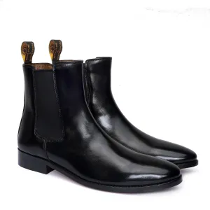 Black Chelsea Boot with Leather Sole