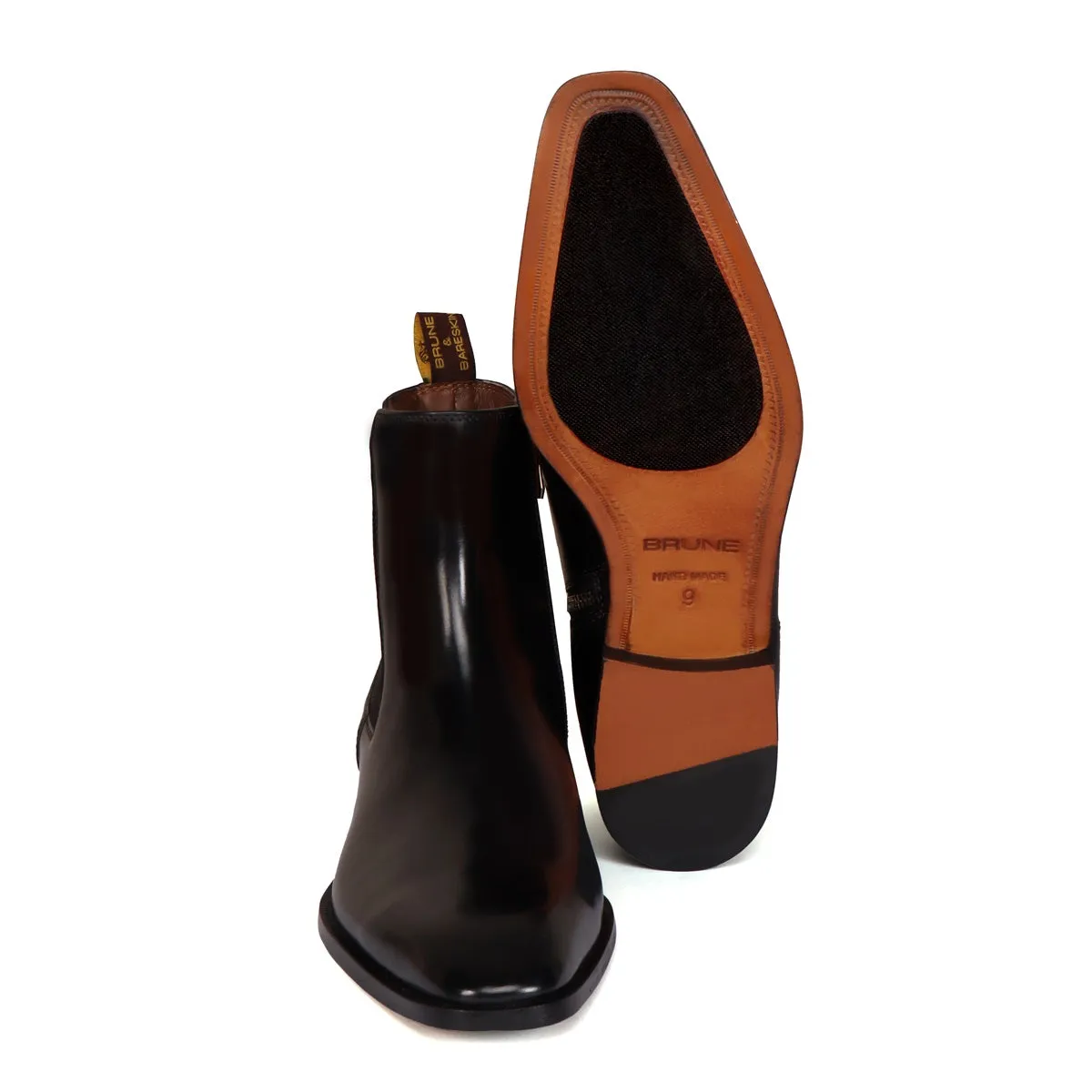 Black Zipper Chelsea Boots With Leather Sole