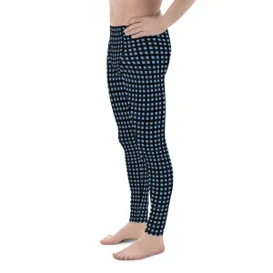 Blue Buffalo Meggings, Plaid Print Men's Leggings Compression Tights- Made in USA/EU