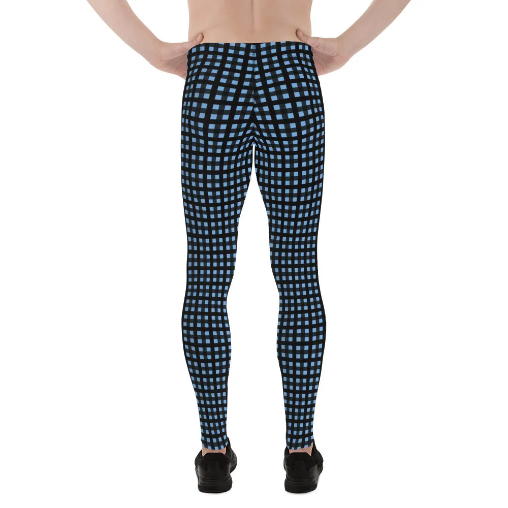 Blue Buffalo Meggings, Plaid Print Men's Leggings Compression Tights- Made in USA/EU