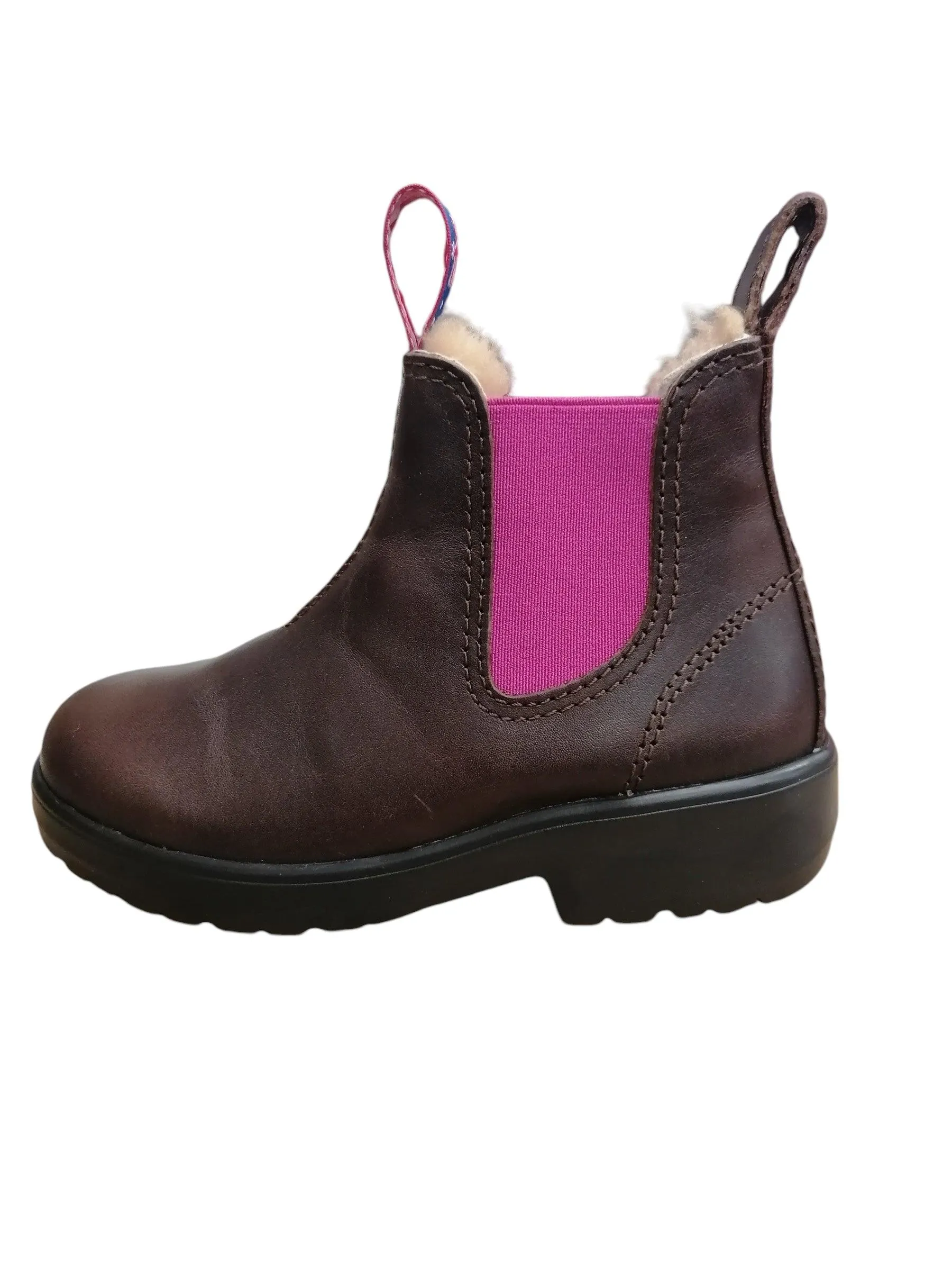 Blue Heeler- OUTBACK KIDS Chelsea Boots brown/pink Lammfell