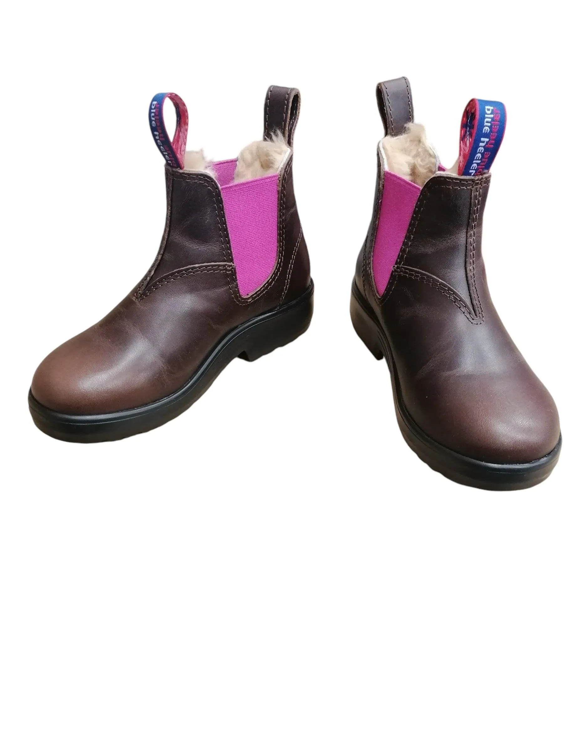 Blue Heeler- OUTBACK KIDS Chelsea Boots brown/pink Lammfell