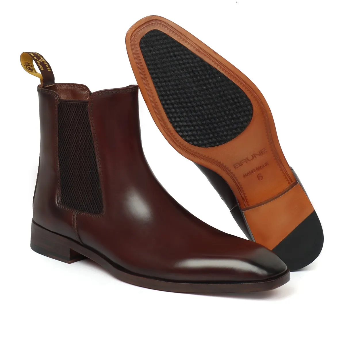 Brown Chelsea Boots For Men With Leather Sole