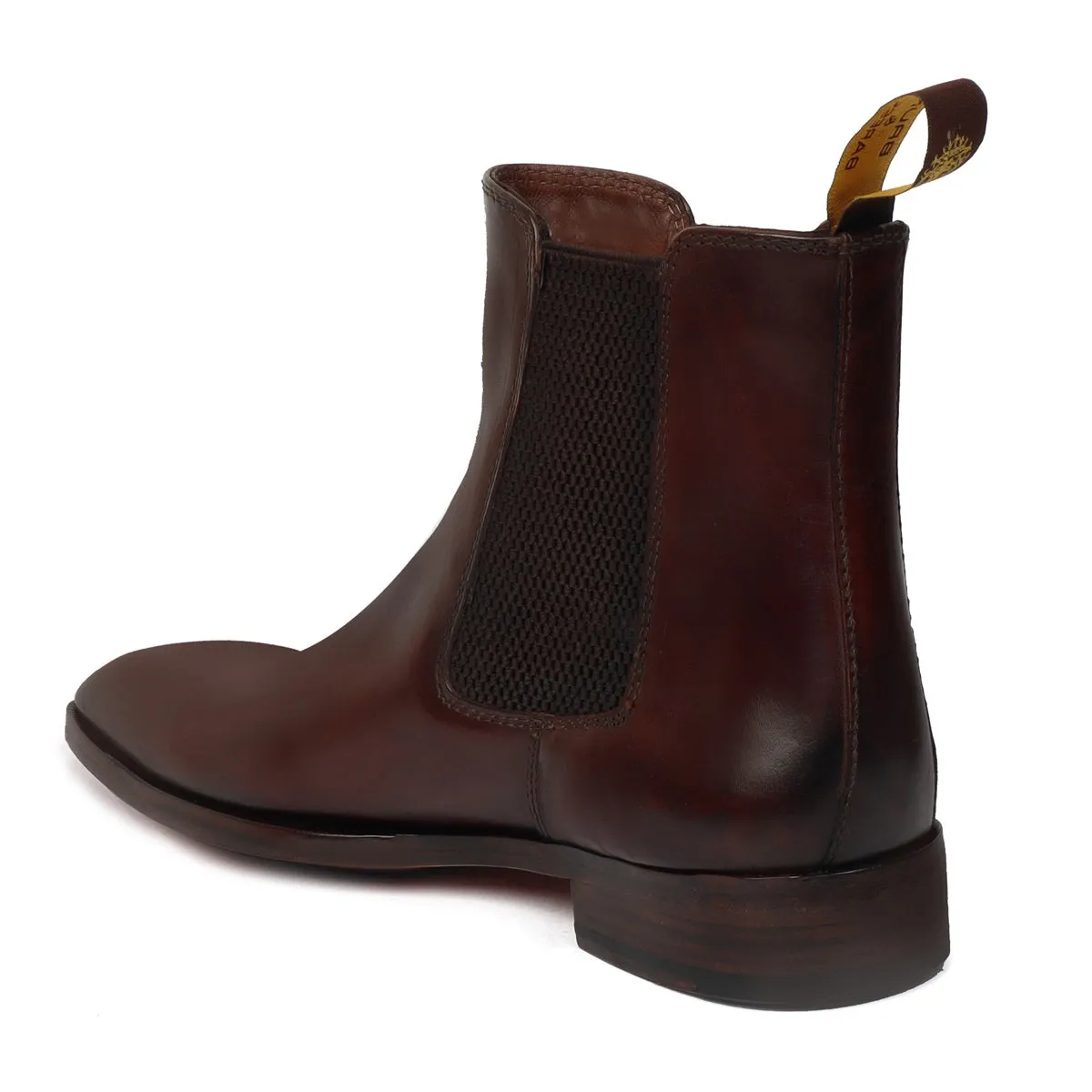 Brown Chelsea Boots For Men With Leather Sole