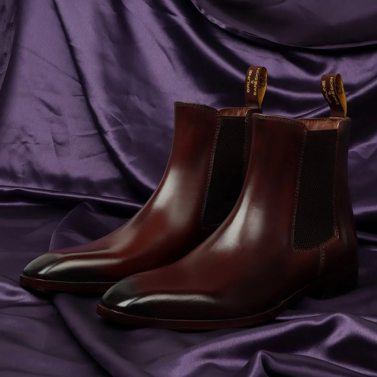 Brown Chelsea Boots For Men With Leather Sole