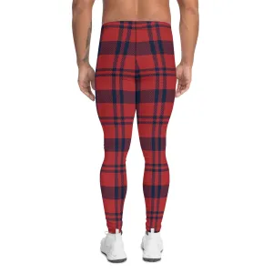 Buffalo Red Plaid Print Meggings, Premium Red Plaid Print Designer Classic Men's Leggings