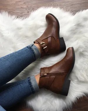 Chelsea boots bi-matières camel à lanières