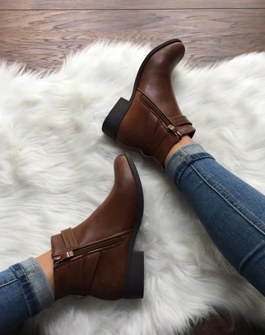 Chelsea boots bi-matières camel à lanières