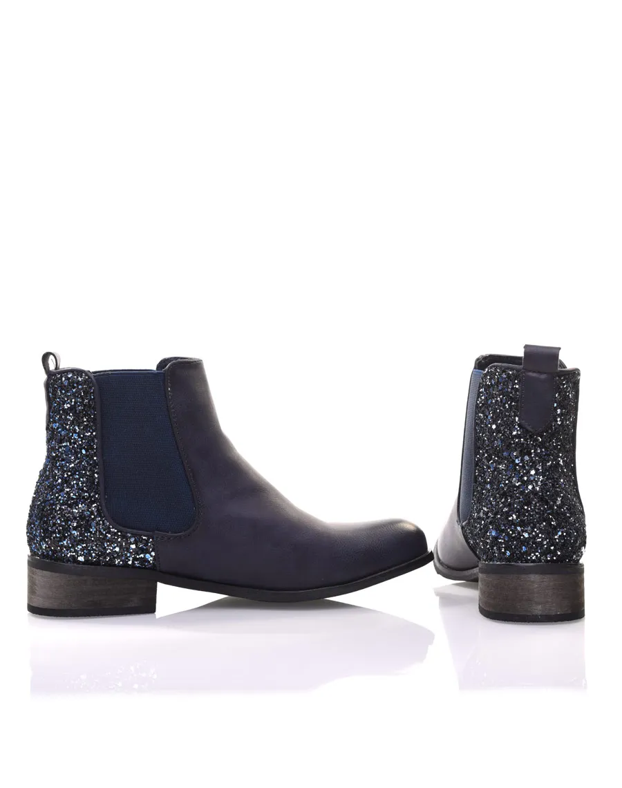 Chelsea boots bleues à paillettes 