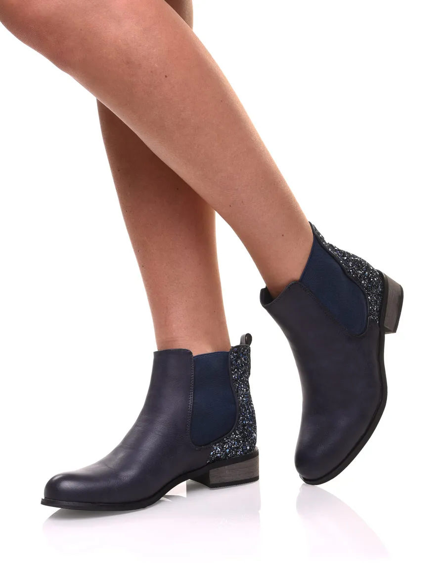 Chelsea boots bleues à paillettes 