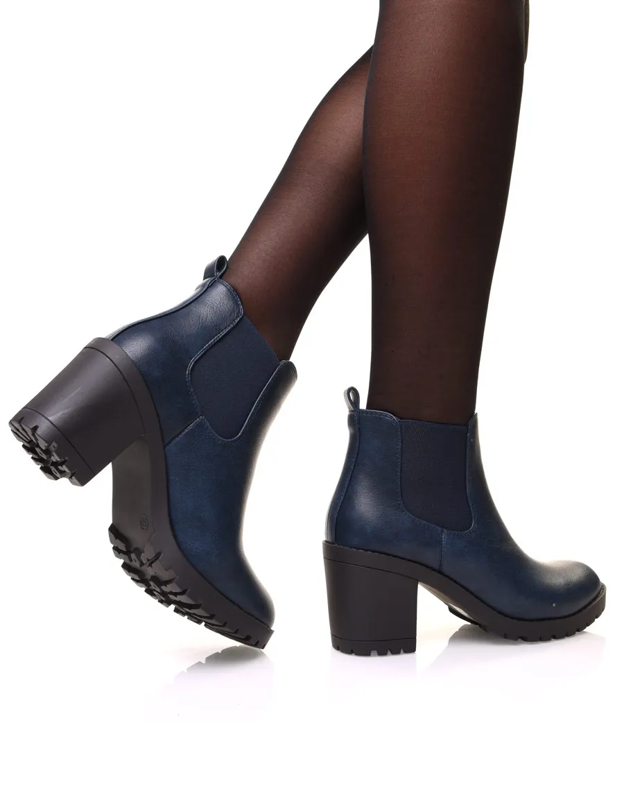 Chelsea boots bleues à talons