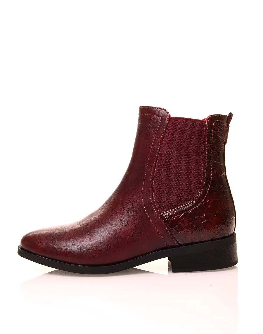 Chelsea boots bordeaux bi-matière