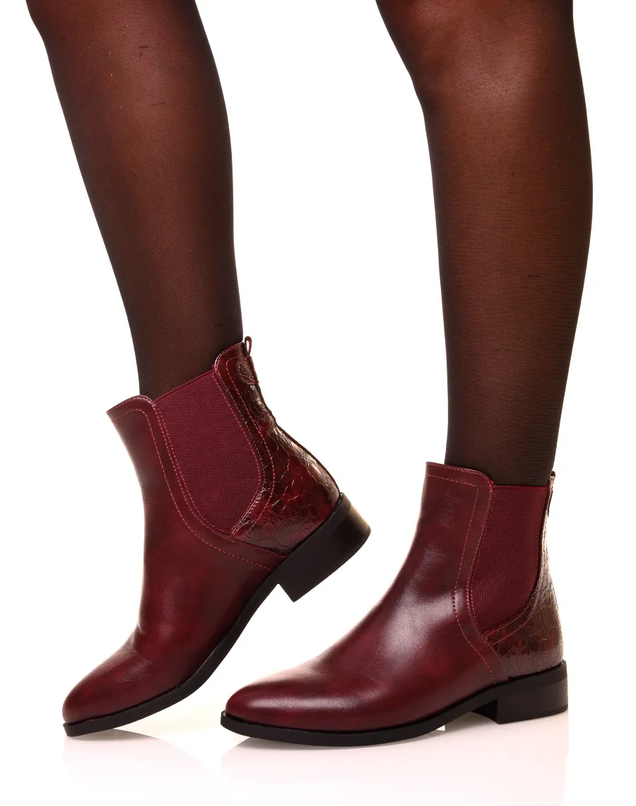 Chelsea boots bordeaux bi-matière