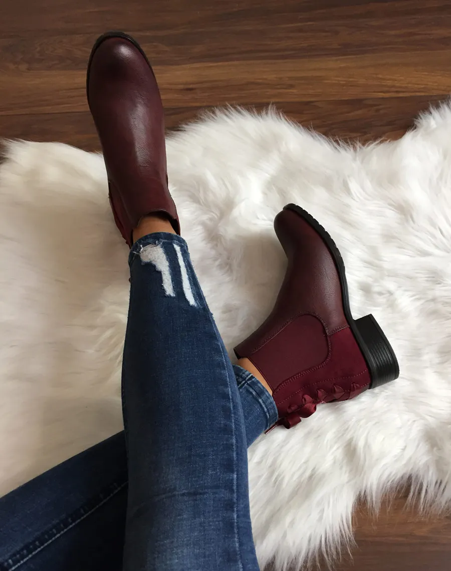 Chelsea boots bordeaux à noeuds 