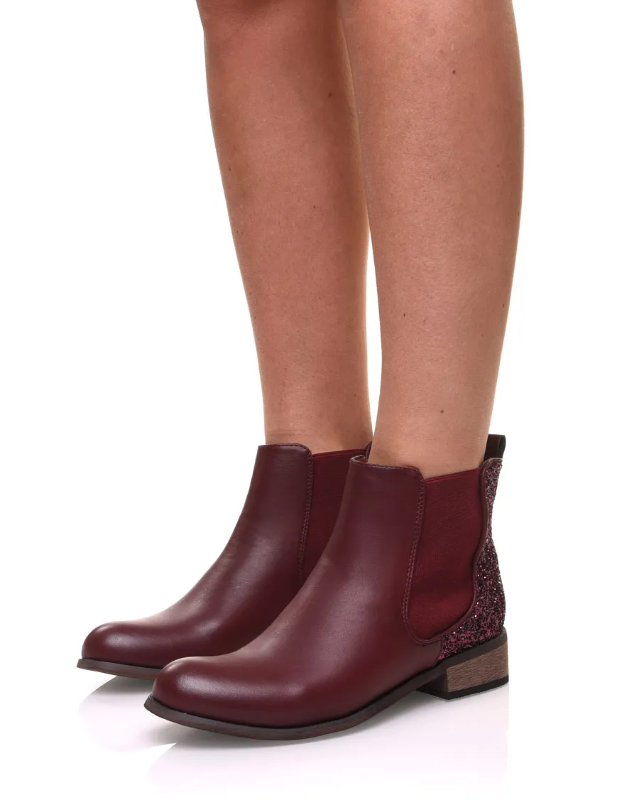 Chelsea boots bordeaux à paillettes 