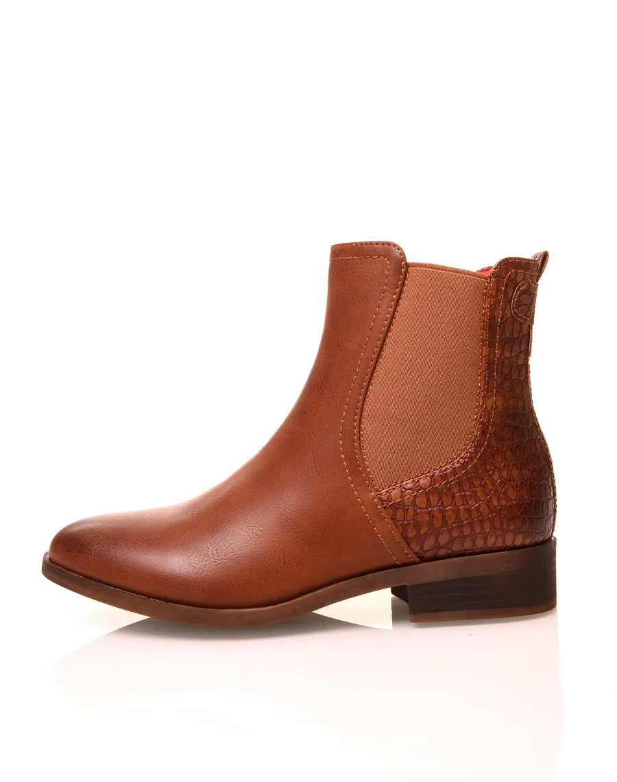 Chelsea boots camelles bi-matières