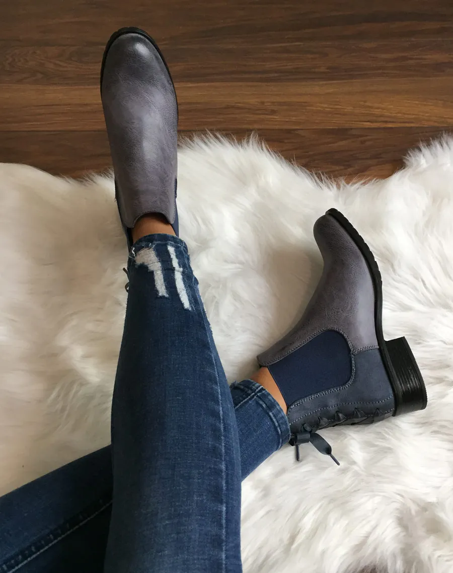 Chelsea boots grises à n?uds 