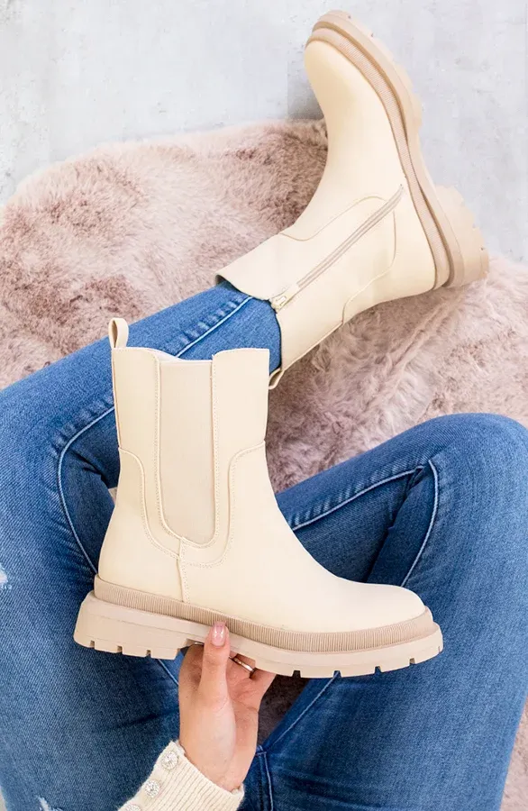 Chelsea Boots Mat Beige