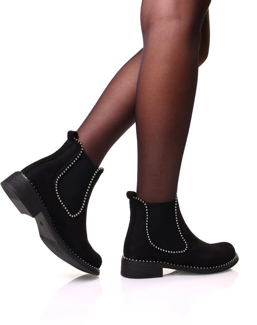 Chelsea boots noir en suédine à clous