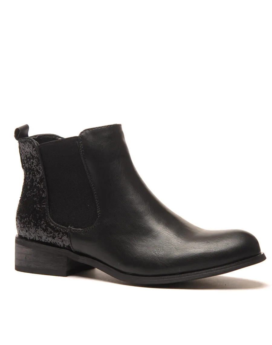 Chelsea boots noire pailletées court