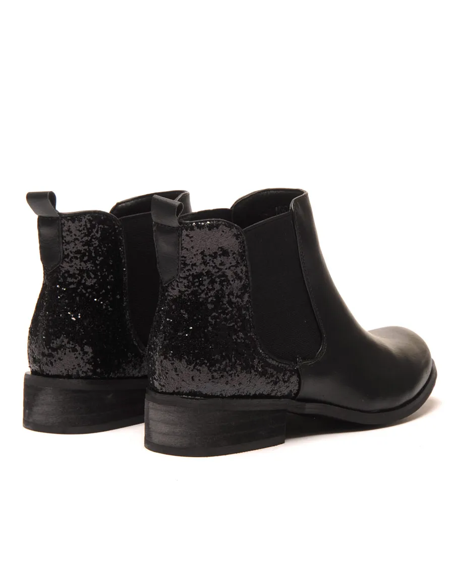 Chelsea boots noire pailletées court