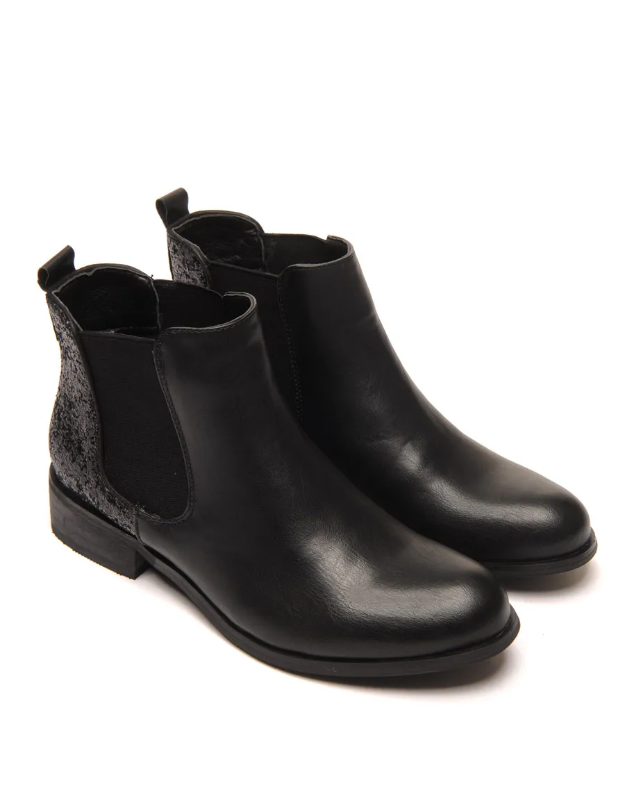 Chelsea boots noire pailletées court