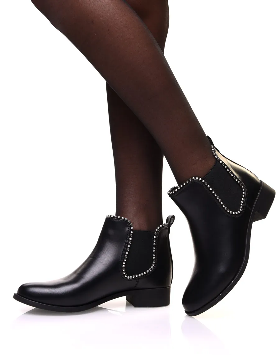 Chelsea boots noires à perles