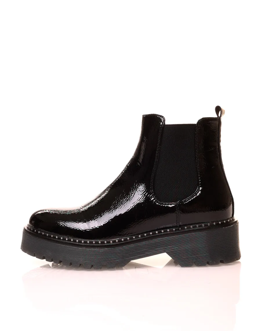 Chelsea boots noires vernies