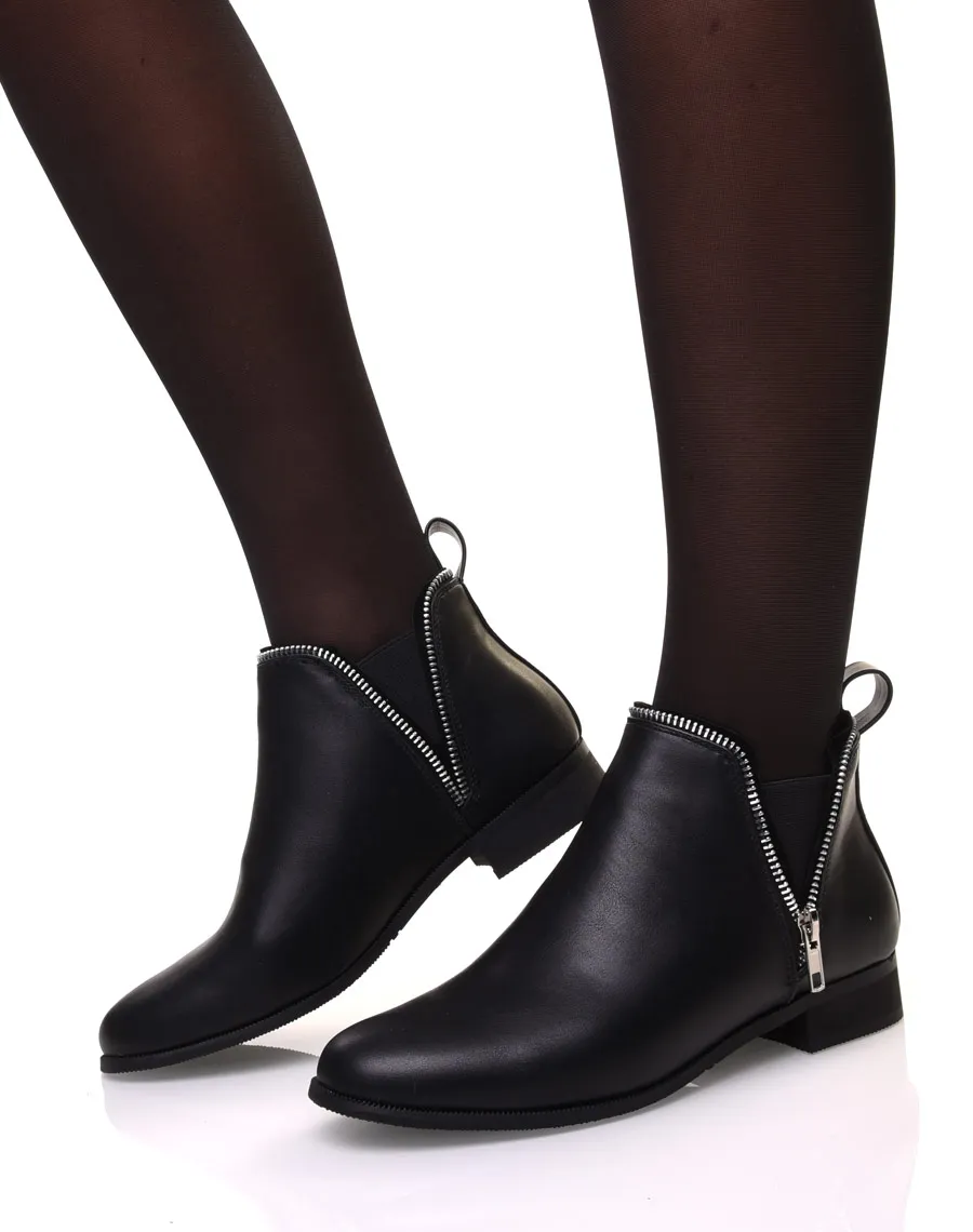 Chelsea boots noirs avec détails fermeture éclaire