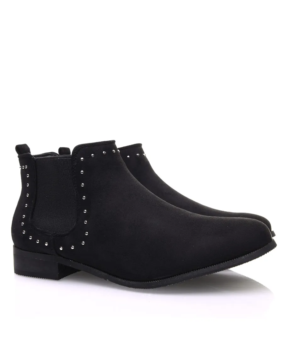 Chelsea boots noirs en suédine ornés de clous