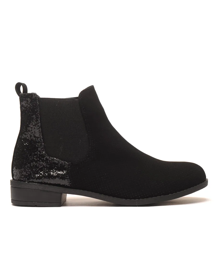 Chelsea boots perforé noir pailletée