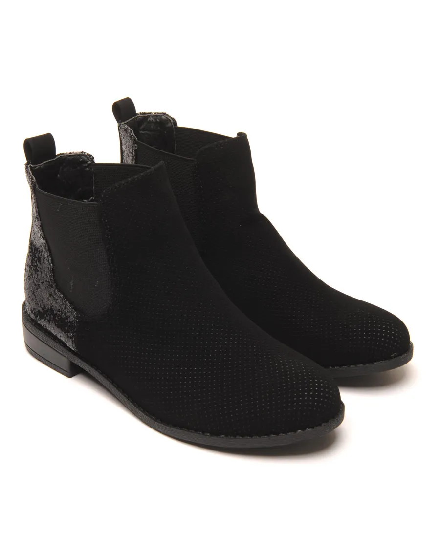 Chelsea boots perforé noir pailletée