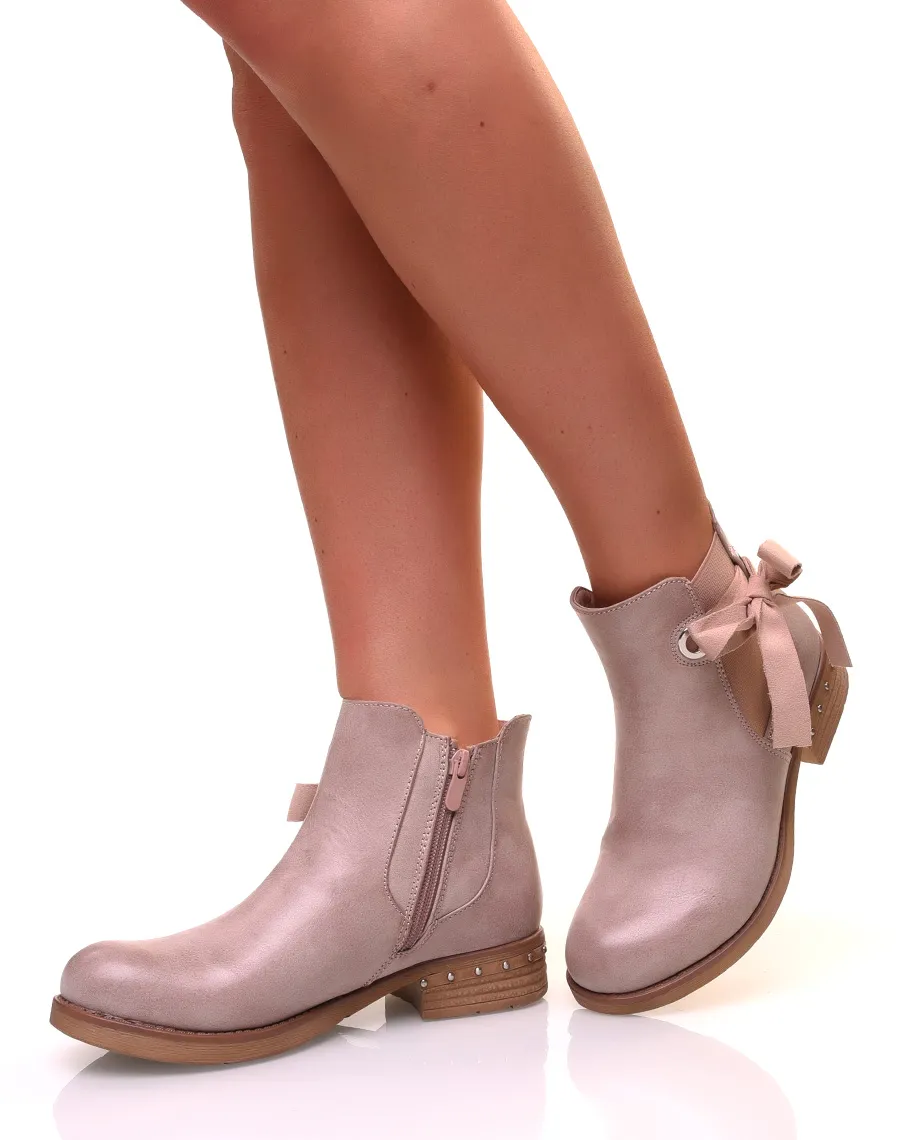 Chelsea boots vieux roses avec noeuds